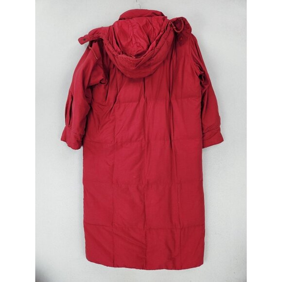 Eddie Bauer Coat Women XS Petite Red Vintage Goose Down Long Parka Hooded Winter - Picture 13 of 16